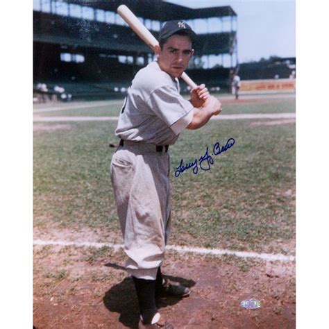 MLB New York Yankees Larry Yogio Berra Batting Pose by Foul Line Signed ...