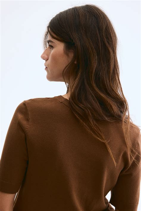 Fine-knit top - Brown - Ladies | H&M IN