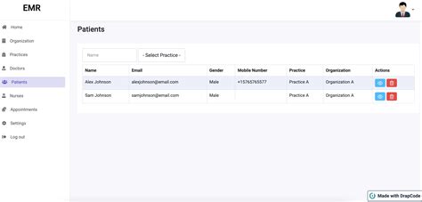 Electronic Medical Records Template - Visual Build | DrapCode