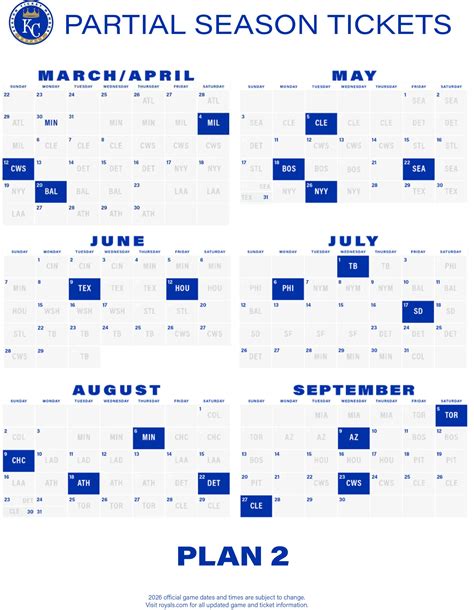 Season Ticket Package Schedules | Kansas City Royals