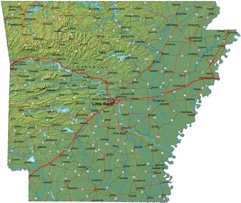 Detailed Arkansas Map - AR Terrain Map