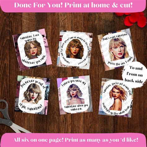 Taylor Swift Valentine Cards Printable Taylor Swift Valentines Swiftie ...