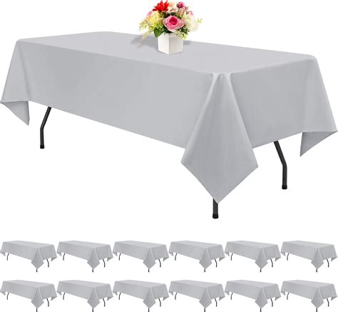 12 Pack Light Grey Tablecloths for Rectangle Tables 60 x 102 Inch ...