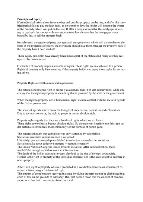 Property Law Notes (Full) - Principles of Equity If an individual takes ...