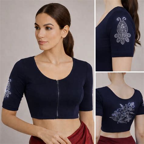 Readymade Zipper Blouse with Stone work – Gymmer