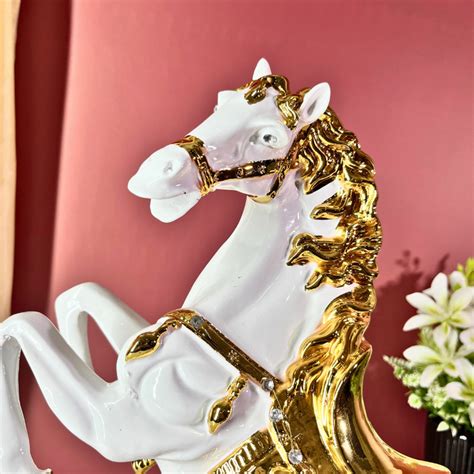 Buy Royal White Gold Horse Crystal Saddle Statue Online India — THE ...