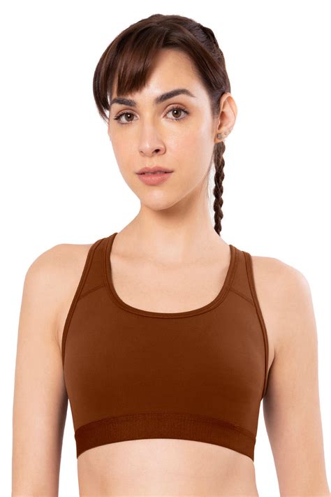 Buy Energize Medium Impact Round Neck Sports Bra - Potting Soil | amanté