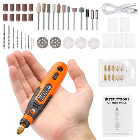 Verilux® 45pcs Mini Cordless Drill Machine, 900Ah USB Rechargeable 3 ...