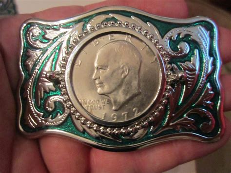 1972 LIBERTY SILVER DOLLAR COIN BELT BUCKLE - GW-12 - Gem