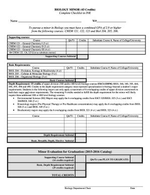 Fillable Online cse wwu BIOLOGY MINOR (43 Credits) - cse wwu Fax Email ...