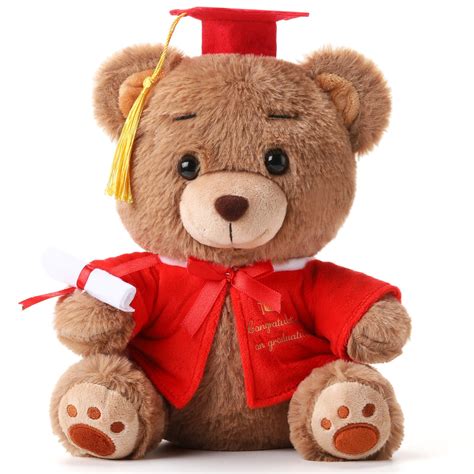 Deekin 10 Inch Graduation Bears Stuffed Animal Class of 2025 Plush Bear in Black Cap Graduation ...