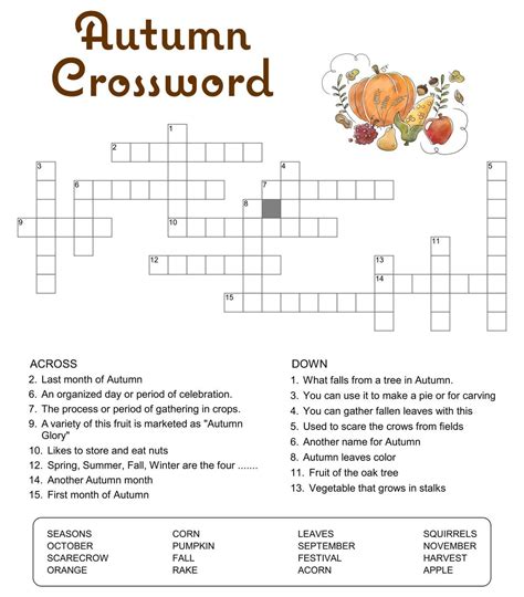 Printable Autumn Crossword Puzzles – PrintableLib