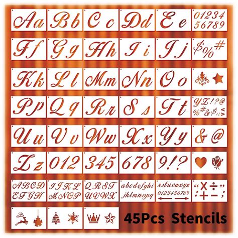Buy Letter Stencils,45Pcs 5.5*7.8Inch, Alphabet Stencils, Letter ...