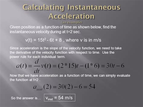 Image result for Instantaneous Acceleration Equation Example