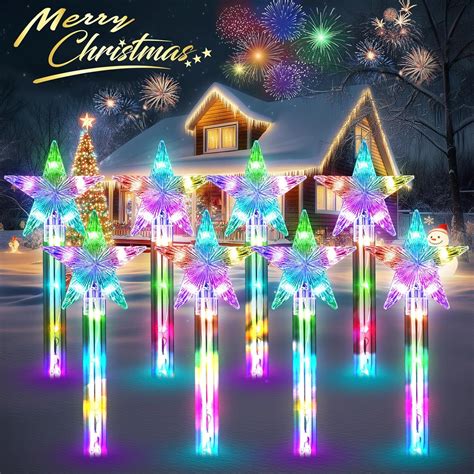 Solar Christmas Lights: 8 Pack 64 LED Outdoor Waterproof, 8 Color ...