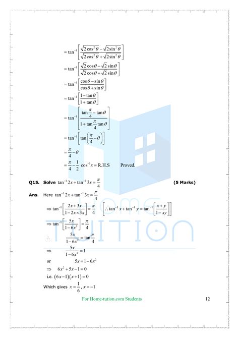 Image result for Inverse Trigonometric Functions Class 12 Solve Important Type