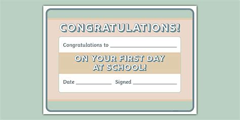 3D Effect Themed First Day of School Certificate