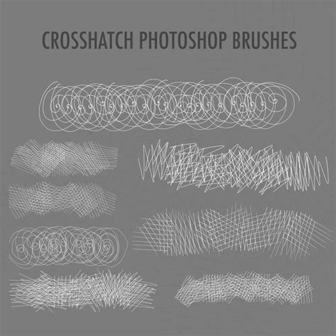 Кисть Штрихи для Фотошопа (11 наборов) - Crosshatch Photoshop Brushes ...