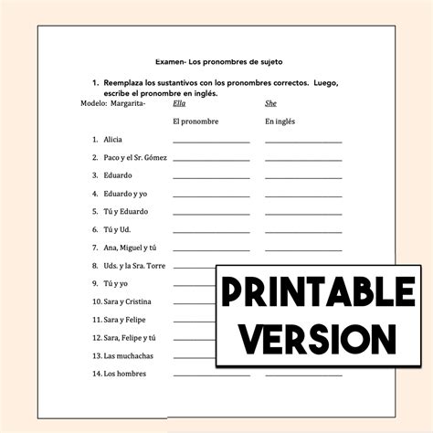 Spanish Subject Pronouns Tests Printable, Digital Google Slides ...