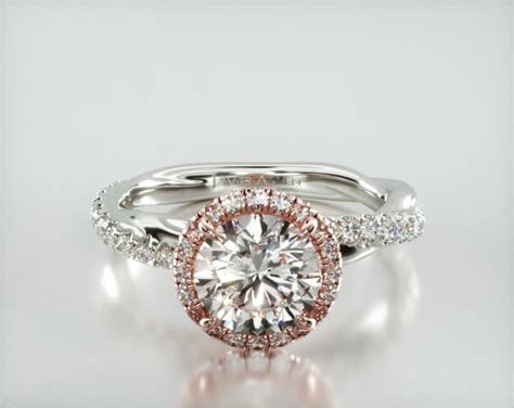 Rope Pavé Engagement Ring Embellished With a French Pavé Halo Head ...