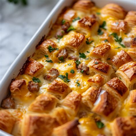 Sausage Croissant Breakfast Casserole - The Boat Shed Kitchen