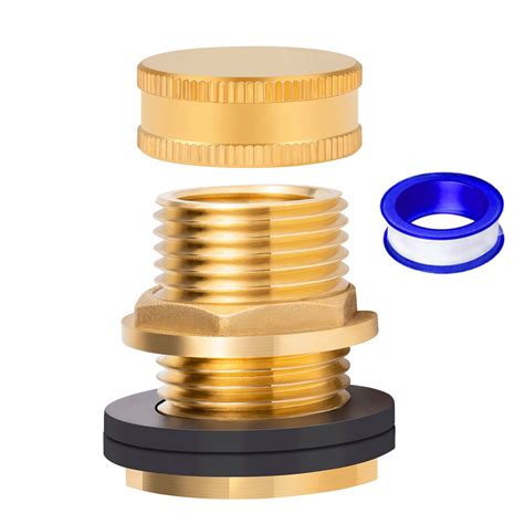 Buy Breezliy Brass Male Garden Hose Bulkhead Fitting Drain/Flush Port ...
