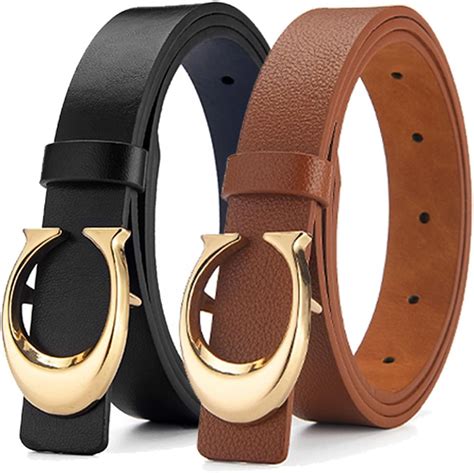 Azonee 2 Pack Women Leather Belts, for Jeans Pants Fashion Ladies ...