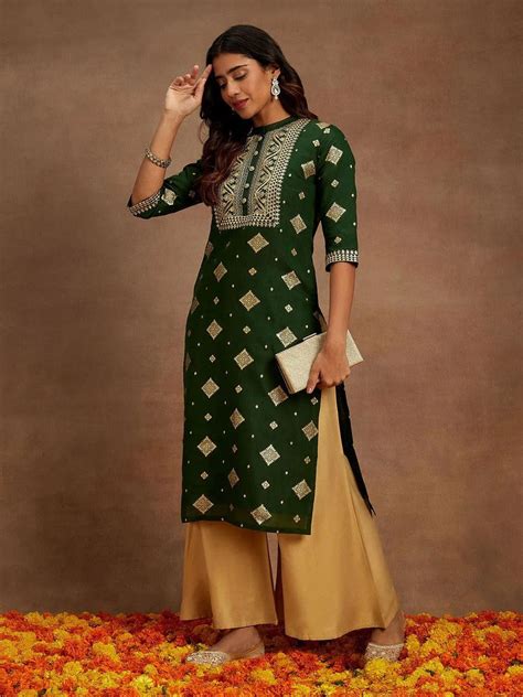 Buy Women's Green Kurtis Online In India Only on Libas.