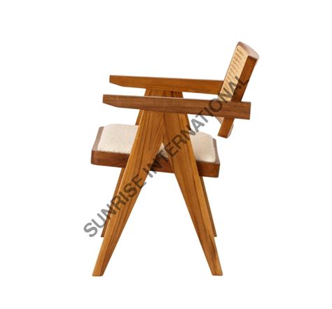 Buy wooden Chandigarh Arm Chair with cane work & seat cushion design ...