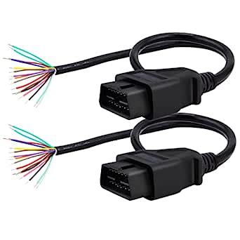 iKKEGOL Pack of 2 16 Pin J1962 OBD2 OBD-II Male Connector to Open Plug ...