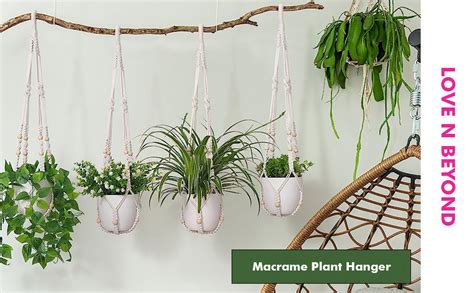 LOVE N BEYOND Tulip 3-Pack Macrame Plant Hangers, Unique Designs ...