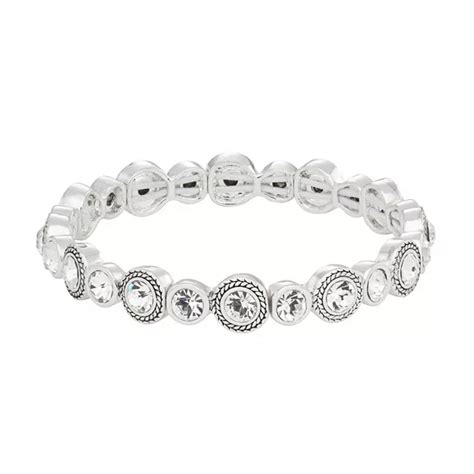 Napier Silver Tone Simulated Crystal Stretch Bracelet
