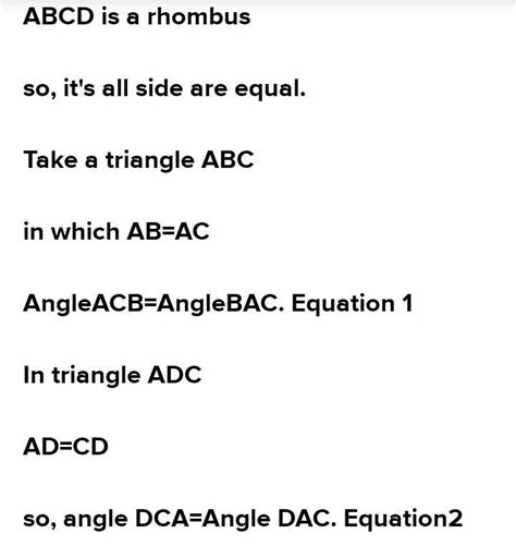 ABCD is a rhombus. Show that diagonal AC bisects ∠A as well as ∠C and ...