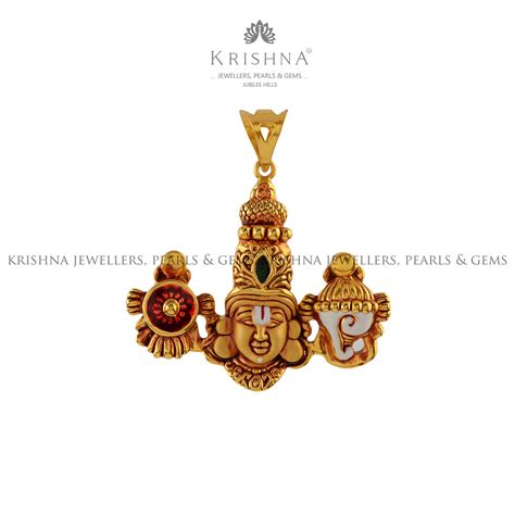Shanka-Chakra Balaji Pendant in Gold - Krishna Jewellers – Krishna ...