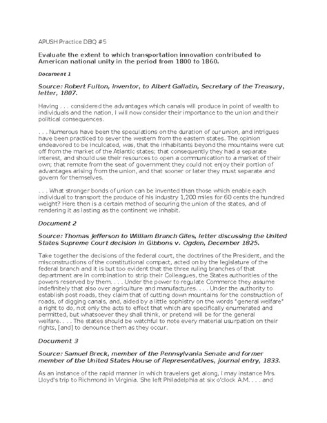 Apush practice dbq 5 - AP us history - APUSH Practice DBQ # Evaluate ...