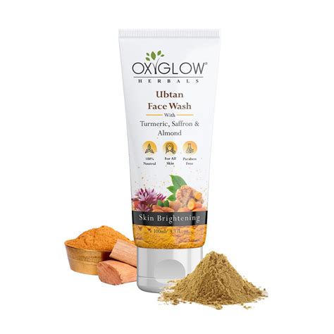 Oxyglow Herbals Ubtan Facewash with Turmeric, Saffron & Almond 100ml ...