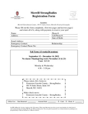 Fillable Online Merrill StrongBodies Registration Form - lincoln ...
