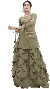 Miss Ethnik Georgette Embroidered, Embellished Kurta & Sharara Fabric ...