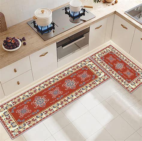 Amazon.com: Offizon 3 Pcs Kitchen Rugs, Vintage Red Kitchen Mats for ...
