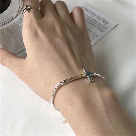Buy quality S925 Sterling Silver Cross Bracelet - from Reliable ...