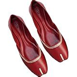 Fulkari Women's Mirror Peach Gold Genuine Soft Leather Embroidered ...