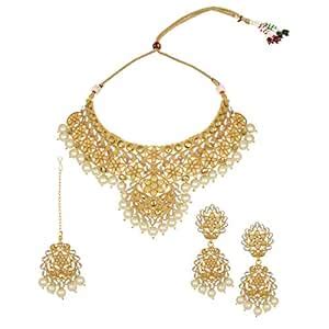 Buy Spargz Designer Festive Choker Gold Plated Alloy Kundan Necklace ...
