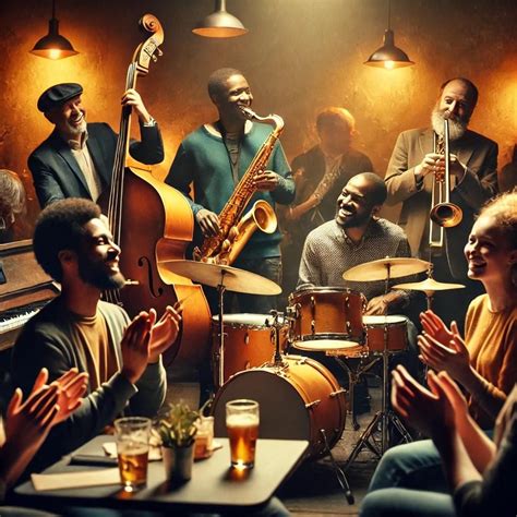 Lively African American Jazz Band Performance - Vibrant Bar Scene Art ...