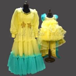 Mom Daughter Matching Tiered Party Wear Gown Online