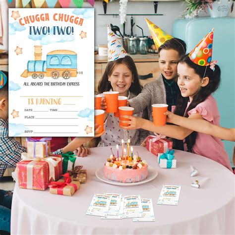 Buy Stream Train 2nd Birthday Party Invitation Cards, Chugga Chugga Two ...
