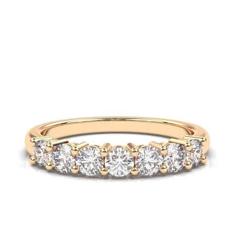 Solid Gold Wedding Band, Round Stone 14k Gold Band for Women, Gold ...