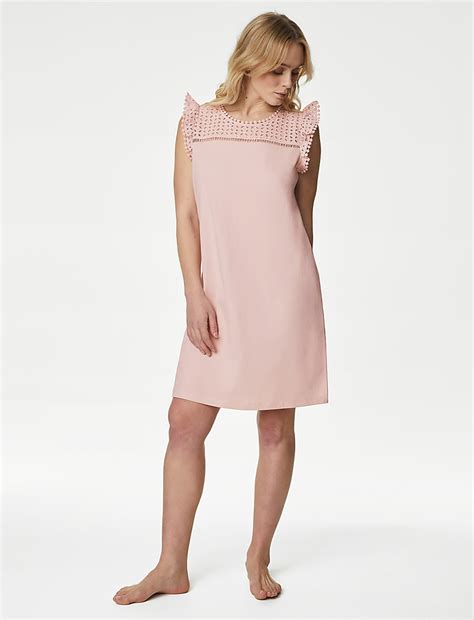 Buy Cotton Modal Broderie Nightdress at Marks & Spencer
