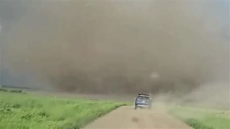 Watch: Dusty tornado spins across road in front of FOX Weather storm ...