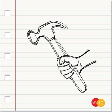 Hammer icon in doodle style on paper background vector,vector ...