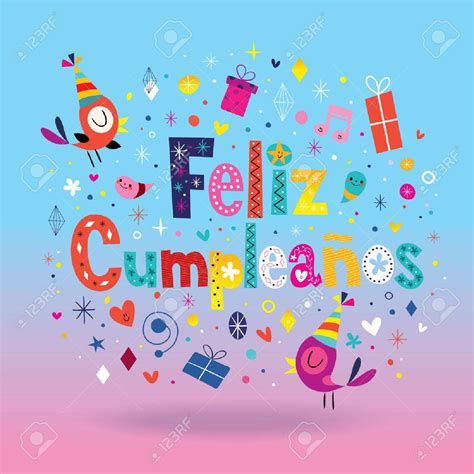 feliz cumpleanos happy birthday in spanish vector image - the top 25 ...